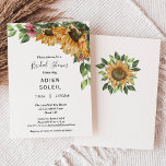 Boho Sunflower Rustic Wildflower Vrijgezellenfeest Kaart<br><div class="desc">Deze boho zonnebloem rustige wildbloembridale doucheuitnodiging is perfect voor je moderne bohemen bruiloft. Dit ontwerp is voorzien van zwarte eenvoudige kalligrafie met bijtende zonnebloemen, groen en bloemen op een neutrale heldere witte achtergrond, die overeenkomt met uw klassieke bruiloft of elegante boho bruiloft in de zomer of de herfst. Met alle...</div>