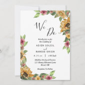 Boho Sunflower Rustic Wildflower We wedden Kaart (Voorkant)
