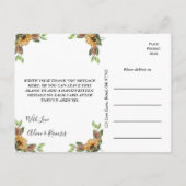 Boho Sunflower Rustic Wildflower Weddenschap Bedan Briefkaart (Achterkant)