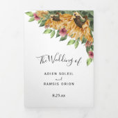 Boho Sunflower Rustic Wildflower Wedding Drieluik Uitnodiging (Cover)