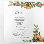 Boho Sunflower Rustic Wildflower Wedding Drieluik Uitnodiging (Binnenzijde eerst)