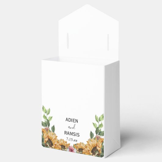 Boho Sunflower Rustic Wildflower Wedding Favor Box Bedankdoosjes (Geopend)