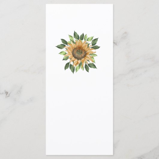 Boho Sunflower Rustic Wildflower Wedding Flat Menu (Achterkant)