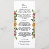 Boho Sunflower Rustic Wildflower Wedding Flat Menu (Voorkant)