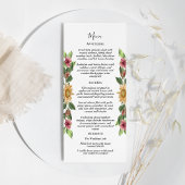 Boho Sunflower Rustic Wildflower Wedding Flat Menu