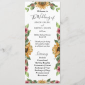 Boho Sunflower Rustic Wildflower Wedding Flat Programmakaart (Voorkant)