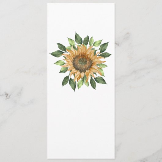 Boho Sunflower Rustic Wildflower Wedding Flat Programmakaart (Achterkant)
