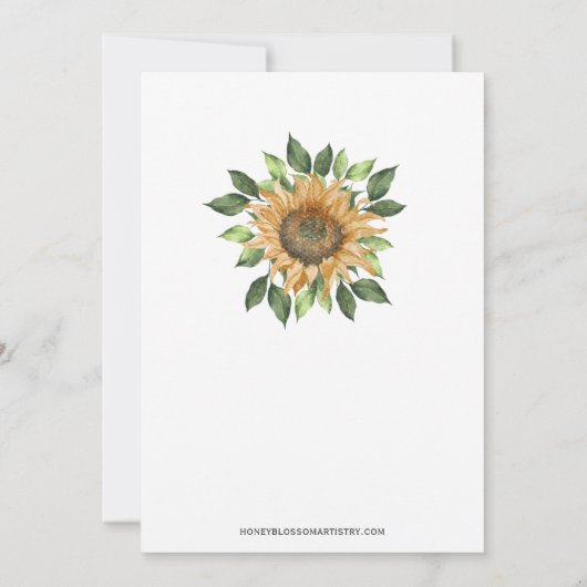 Boho Sunflower Rustic Wildflower Wedding Kaart (Achterkant)