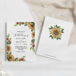 Boho Sunflower Rustic Wildflower Wedding Kaart<br><div class="desc">Deze bonho zonnebloem rustige wilde bloembruiloft is perfect voor je moderne bohemen bruiloft. Dit ontwerp is voorzien van zwarte eenvoudige kalligrafie met bijtende zonnebloemen, groen en bloemen op een neutrale heldere witte achtergrond, die overeenkomt met uw klassieke bruiloft of elegante boho bruiloft in de zomer of de herfst. Met alle...</div>