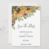 Boho Sunflower Rustic Wildflower Wedding Save The Date (Voorkant)