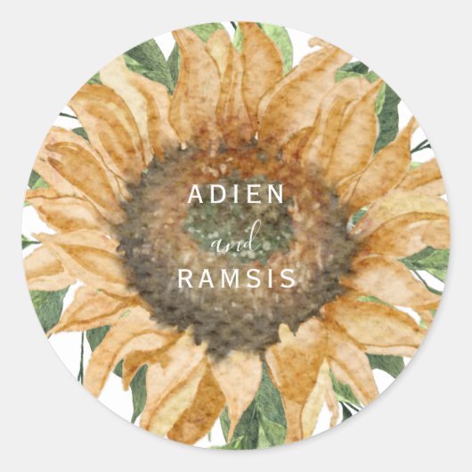 Boho Sunflower Rustic Wildflower Wedding Sticker (Voorkant)