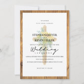 Boho Sunflower Rustic Wooden Cross Wedding Kaart (Voorkant)