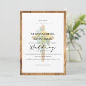 Boho Sunflower Rustic Wooden Cross Wedding Kaart (Staand voorkant)