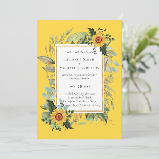 Boho Sunflower Sage Greenery Wedding (Staand voorkant)