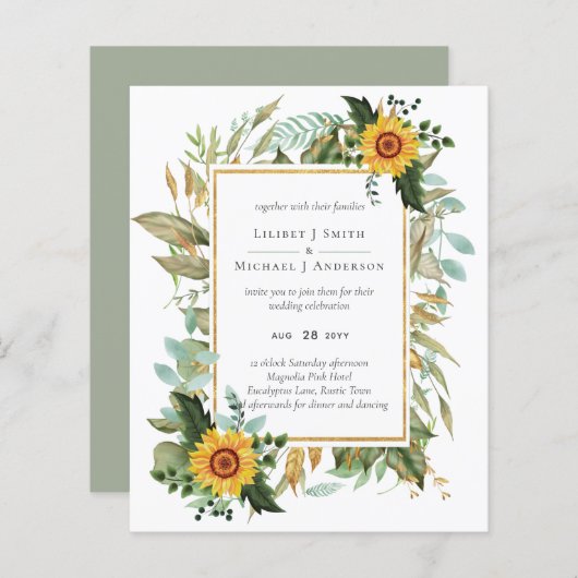 Boho Sunflower Sage Greenery Wedding (Voorkant / Achterkant)