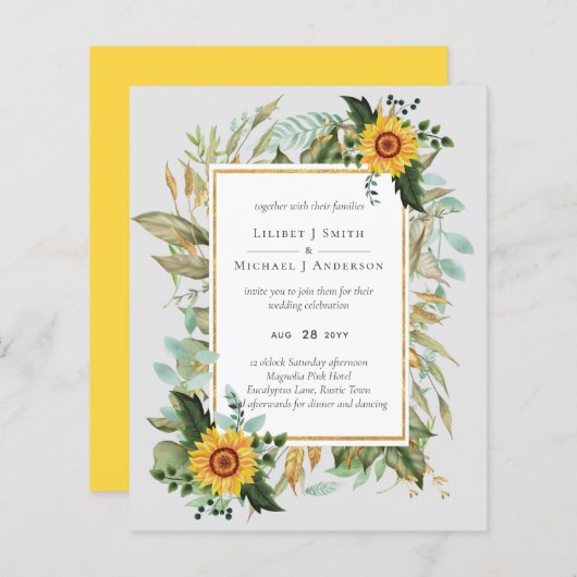 Boho Sunflower Sage Greenery Wedding (Voorkant / Achterkant)