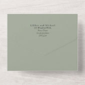 Boho Sunflower Sage Greenery Wedding All In One Uitnodiging (Achterkant)