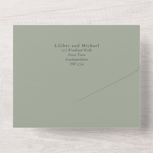 Boho Sunflower Sage Greenery Wedding All In One Uitnodiging (Achterkant)