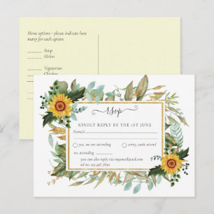 Boho Sunflower Sage Greenery Wedding Briefkaart