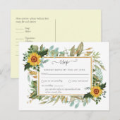 Boho Sunflower Sage Greenery Wedding Briefkaart (Voorkant / Achterkant)