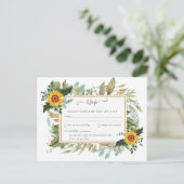 Boho Sunflower Sage Greenery Wedding Briefkaart (Staand voorkant)