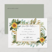 Boho Sunflower Sage Greenery Wedding Briefkaart (Voorkant / Achterkant)