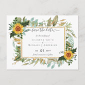 Boho Sunflower Sage Greenery Wedding Briefkaart (Voorkant)