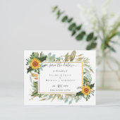 Boho Sunflower Sage Greenery Wedding Briefkaart (Staand voorkant)