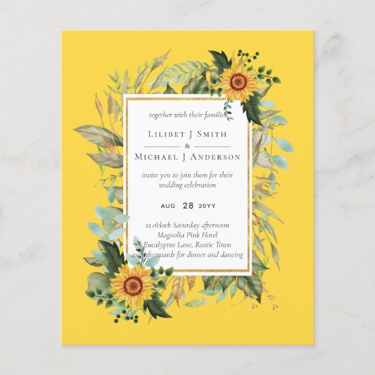 Boho Sunflower Sage Greenery Wedding Flyer (Voorkant)