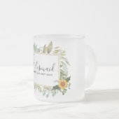 Boho Sunflower Sage Greenery Wedding Matglas Koffiemok (Voorkant rechts)