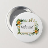 Boho Sunflower Sage Greenery Wedding Ronde Button 7,6 Cm (Voorkant /achterkant)