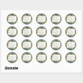 Boho Sunflower Sage Greenery Wedding Ronde Sticker (Vel)