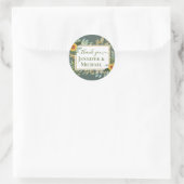 Boho Sunflower Sage Greenery Wedding Ronde Sticker (Tas)