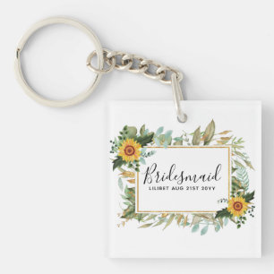 Boho Sunflower Sage Greenery Wedding Sleutelhanger