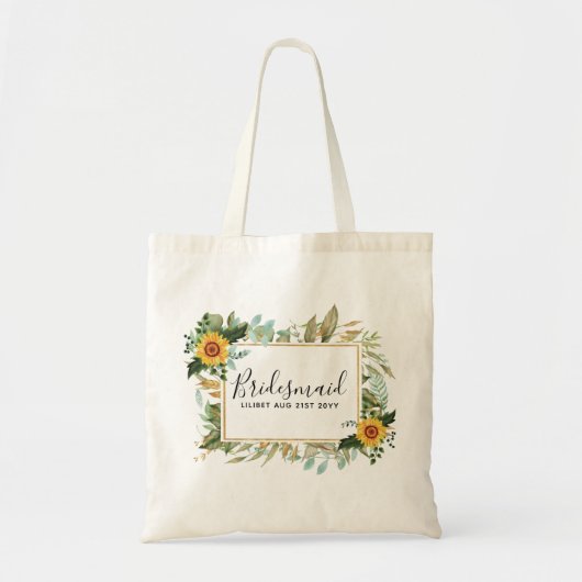 Boho Sunflower Sage Greenery Wedding Tote Bag (Voorkant)