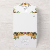 Boho Sunflower Simple RSVP Wedding All In One Uitnodiging (Buitenkant)