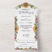 Boho Sunflower Song Request RSVP Wedding All In One Uitnodiging (Binnen)