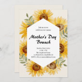 Boho Sunflower Waterverf Moederdag Brunch Kaart (Voorkant / Achterkant)