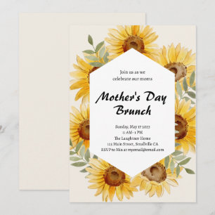 Boho Sunflower Waterverf Moederdag Brunch Kaart