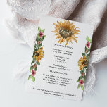 Boho Sunflower Wedding Details Enclosure Kaart<br><div class="desc">Deze boho sunflower bruiloft is de kaart die perfect is voor je moderne bohemen bruiloft. Dit ontwerp is voorzien van zwarte eenvoudige kalligrafie met bijtende zonnebloemen, groen en bloemen op een neutrale heldere witte achtergrond, die overeenkomt met uw klassieke bruiloft of elegante boho bruiloft in de zomer of de herfst....</div>