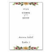 Boho Sunflower Wedding Foldable Place Card Kaart (Voorkant)