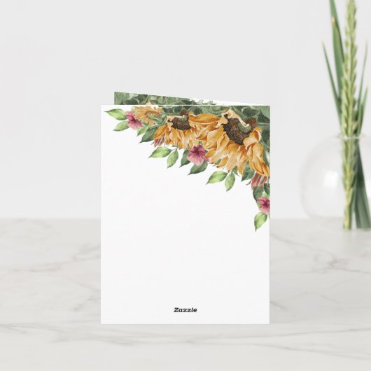 Boho Sunflower Wedding Folded Hartelijk dank Bedankkaart (Achterkant)