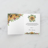 Boho Sunflower Wedding Folded Hartelijk dank Bedankkaart (Binnen)