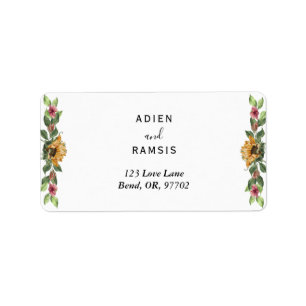 Boho Sunflower Wedding Return Label