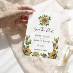 Boho Sunflower Wedding Save the Date Kaart<br><div class="desc">Deze boho zonnebloem bruiloft is perfect voor je moderne bohemen bruiloft. Dit ontwerp is voorzien van zwarte eenvoudige kalligrafie met bijtende zonnebloemen, groen en bloemen op een neutrale heldere witte achtergrond, die overeenkomt met uw klassieke bruiloft of elegante boho bruiloft in de zomer of de herfst. Met alle vragen over...</div>