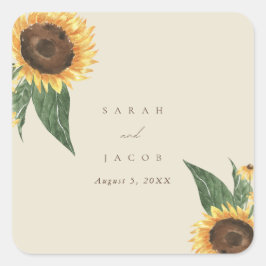 Boho Sunflower Wedding Vierkante Sticker