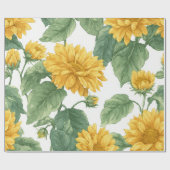 Boho Sunflower Yellow Floral Pattern Spring Summer Cadeaupapier (Vlak)