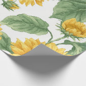 Boho Sunflower Yellow Floral Pattern Spring Summer Cadeaupapier (Hoek)