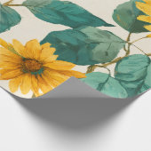 Boho Sunflower Yellow Floral Pattern Spring Summer Cadeaupapier (Hoek)