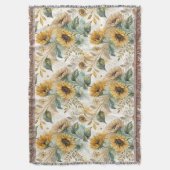 Boho Sunflowers Watercolor Gold Deken (Voorkant Verticaal)